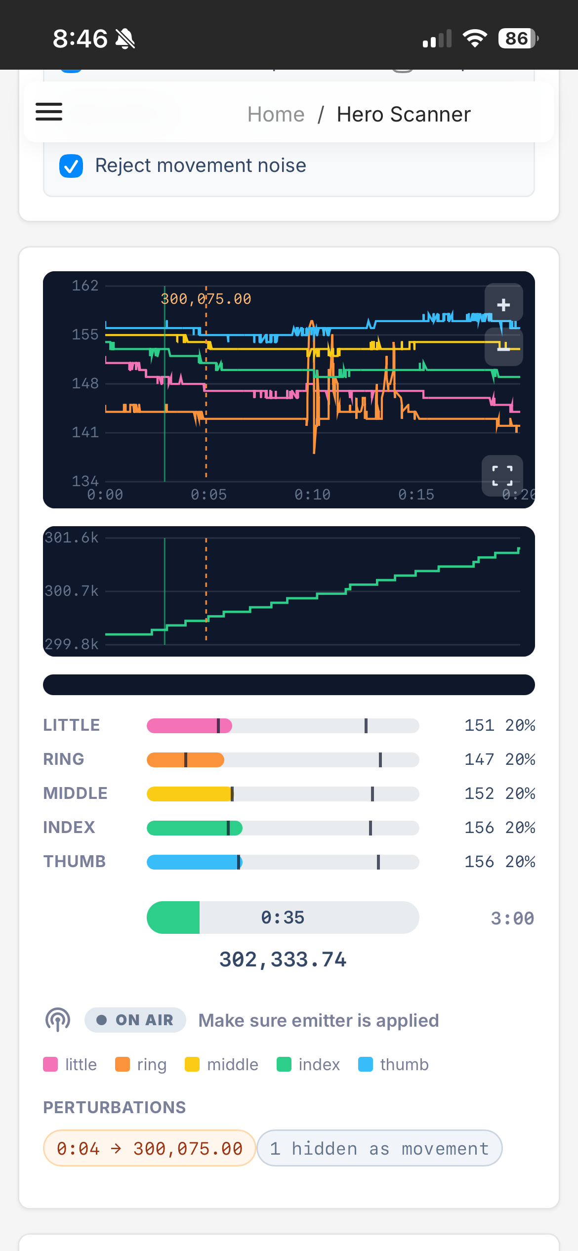 Hero Finder Biofeedback scan interface